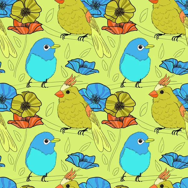 Modèle de thème d'oiseau sans couture — Image vectorielle