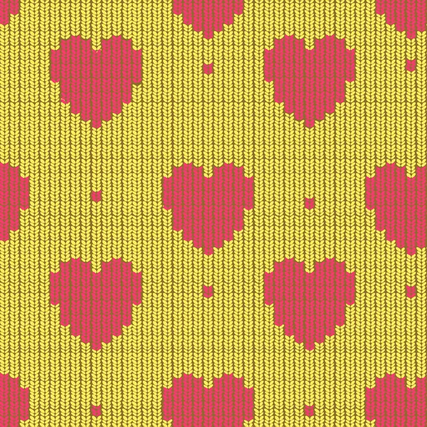 Knitted background with hearts — Stock Vector