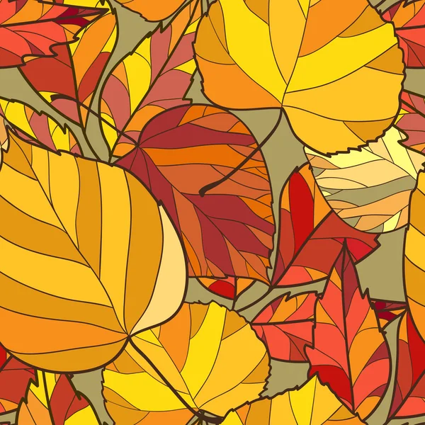 Seamless background with autumn leaves — Stock Vector