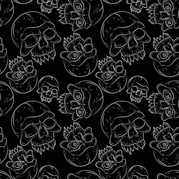 Seamless pattern with skulls — Stock Vector