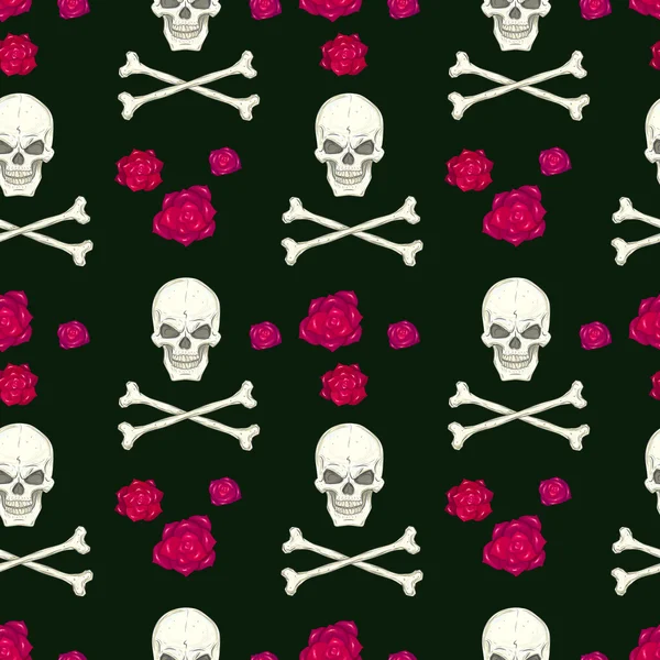 Seamless pattern with skulls — Stock Vector