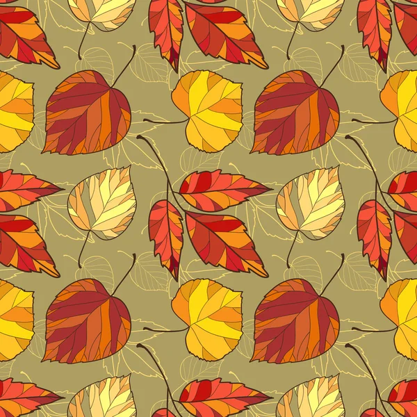Векторний безшовний фон з осіннім листям — стоковий вектор