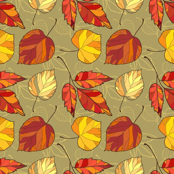 Fond vectoriel sans couture avec feuilles d'automne — Image vectorielle