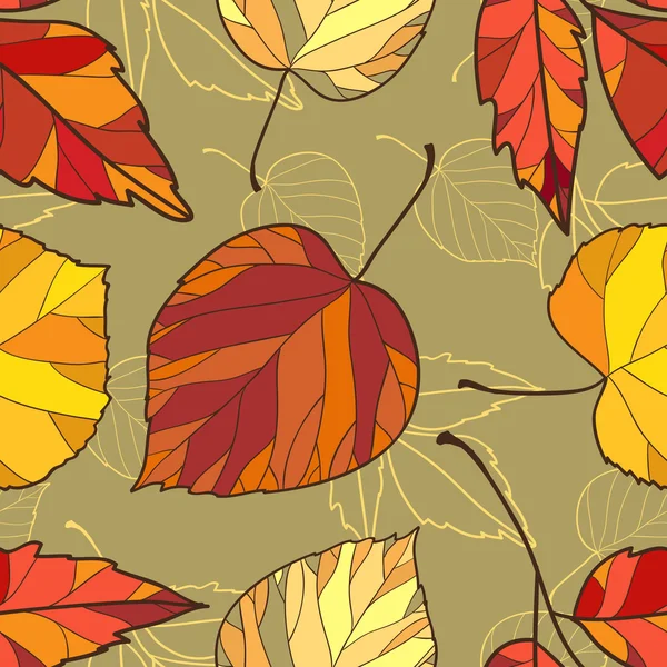 Fond vectoriel sans couture avec feuilles d'automne — Image vectorielle