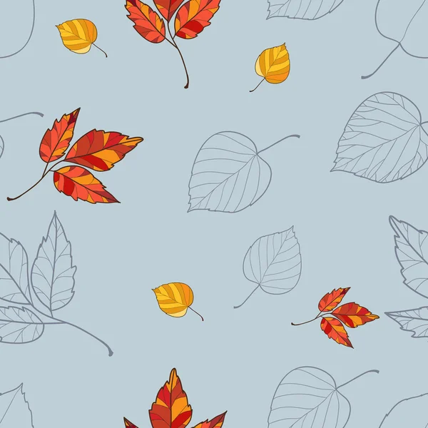 Fond vectoriel sans couture avec feuilles d'automne — Image vectorielle