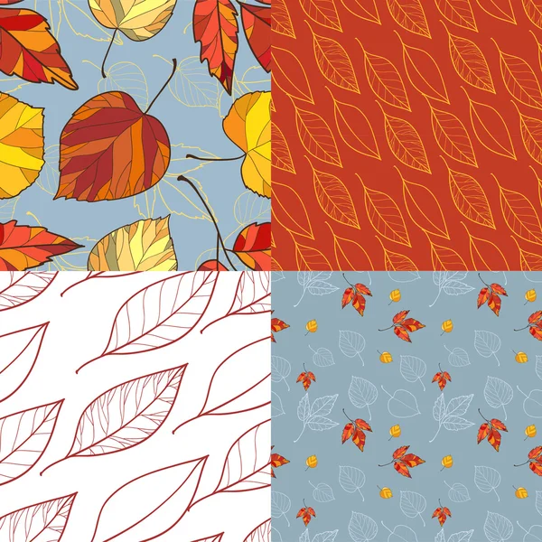 Set of four autumn leaves backgrounds — Stock Vector