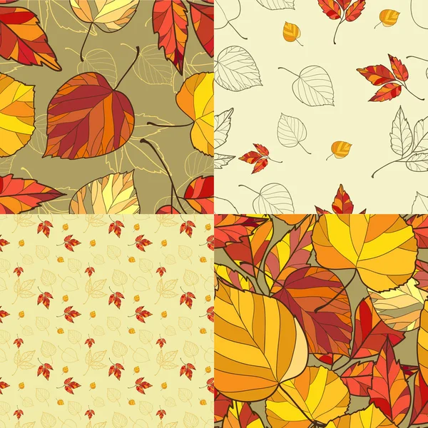 Set of four autumn leaves backgrounds — Stock Vector