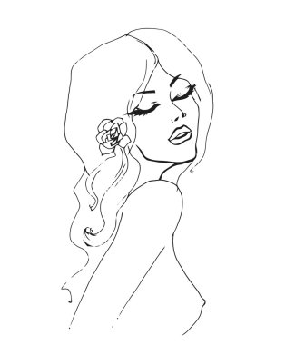 elle çizilmiş kadın kroki