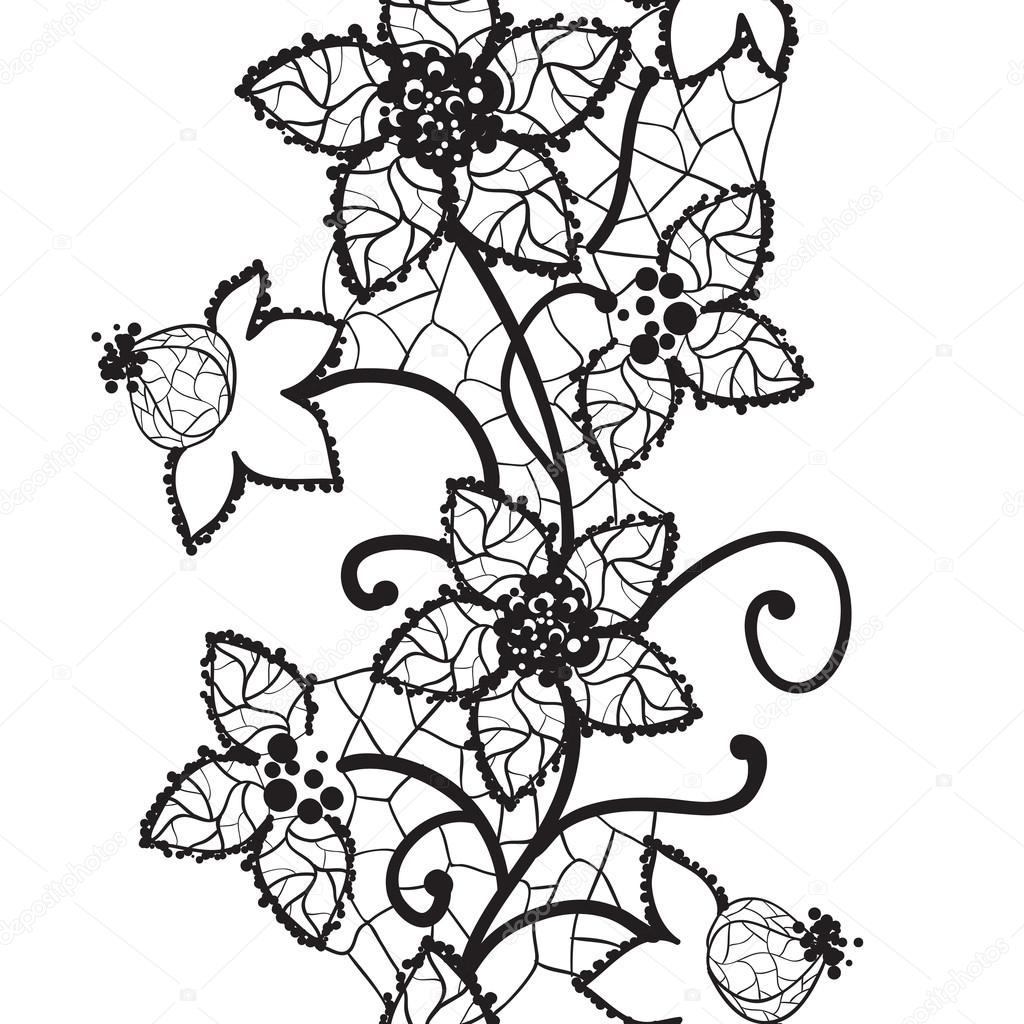 Floral lace, seamless vector