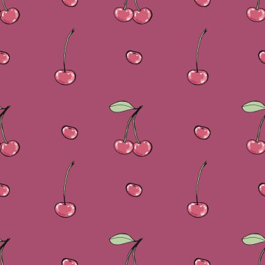 kiraz - Dikişsiz vektör desen