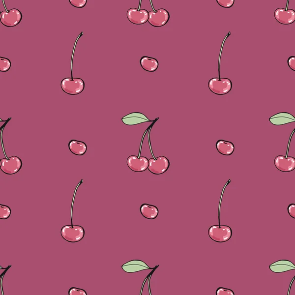 Cherries - seamless vector pattern — Stock Vector