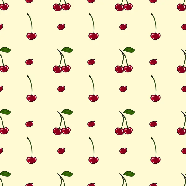 Cherries - seamless vector pattern — Stock Vector