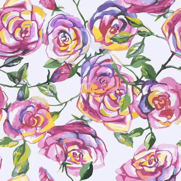 Varrat nélküli mintát gyönyörű rózsákkal — Stock Vector