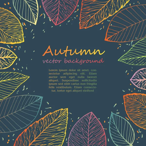 Cadre bordure de feuilles d'automne colorées — Image vectorielle