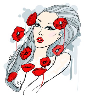 Güzel genç bir kadının portresi.