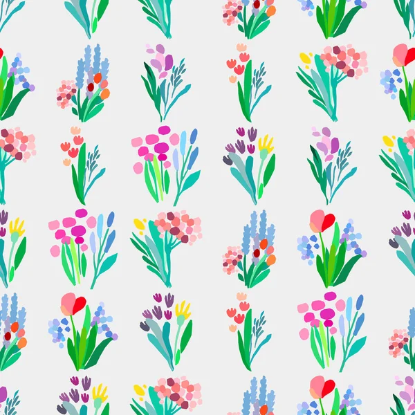 Naadloos patroon met bloemen, plantaardige vector achtergrond. — Stockvector