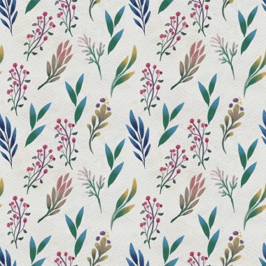 Kusursuz soyut çiçek deseni. Suluboya kağıt arka planında çiçek dokusu