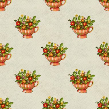 Kusursuz el çizimi desen. Çay içme illüstrasyonu.