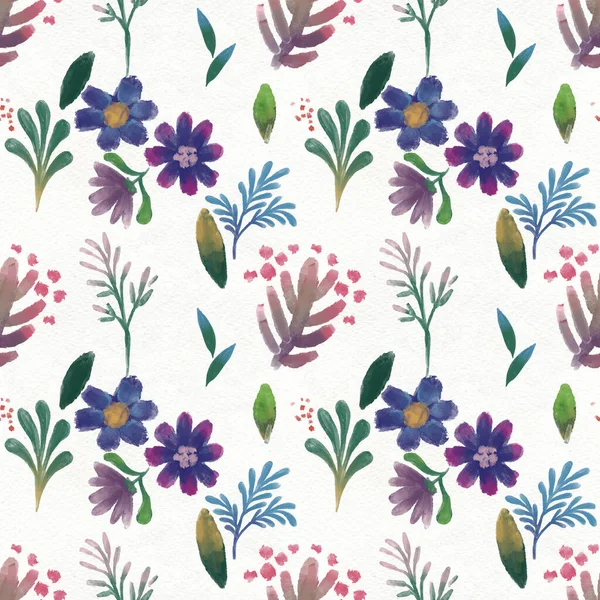 Nahtlos abstraktes Blumenmuster. Blumen Textur auf Aquarellpapier Hintergrund — Stockfoto