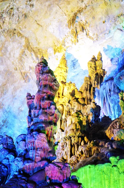 Colorful stalactites in the cave — Stock Photo, Image