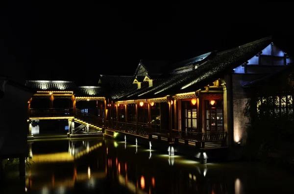 Ночной вид на город Южный Китай, Zhouzhuang — стоковое фото