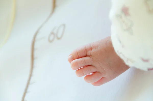 Un primer plano del pequeño pie de bebé — Foto de Stock