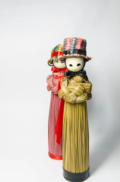 Älskare docka står tillsammans på vit bakgrund — Stockfoto