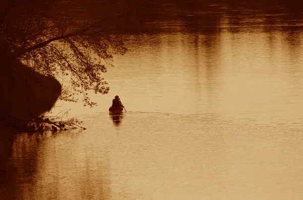 Grand River Canoer Silhouette — Fotografia de Stock