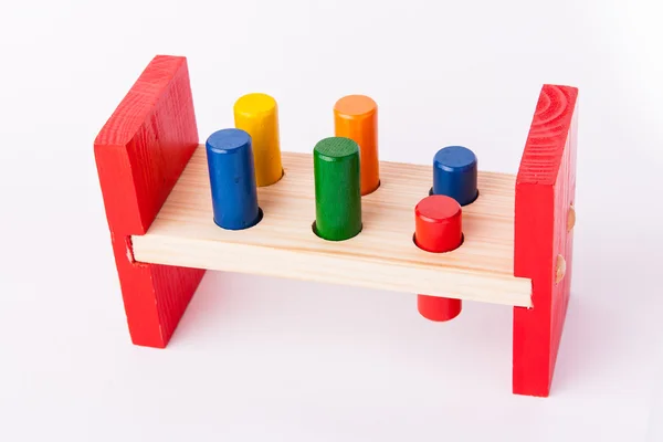 Juguetes de madera de desarrollo infantil aislados en blanco —  Fotos de Stock