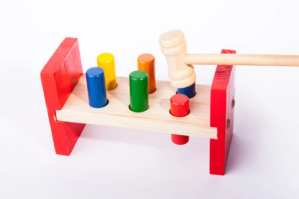 早期儿童发展木制玩具上白色隔离 — 图库照片