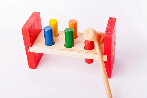 早期儿童发展木制玩具上白色隔离 — 图库照片