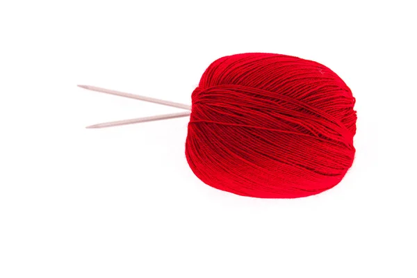 Knitting yarn with needles — Stock Photo, Image