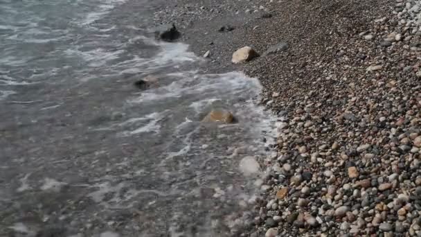 Footage at seaside of Black Sea with waves on windy day — Stock Video