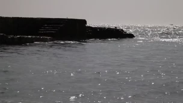 在与波对风天的黑海海滨素材 — 图库视频影像