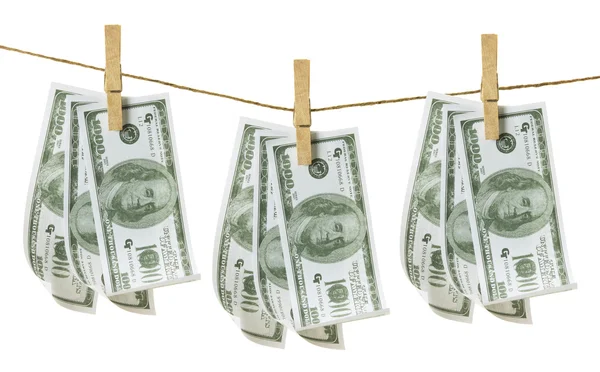 Clothes Line with Dollar Notes — Stock Photo, Image