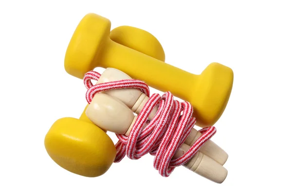 Dumb Bells and Skipping Rope — Stock Photo, Image