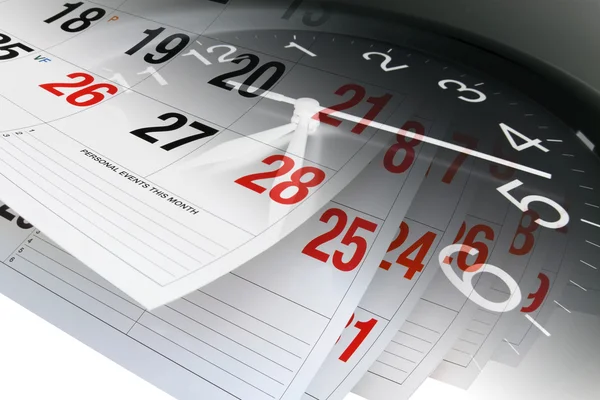 Сторінки календарів і годинник — стокове фото