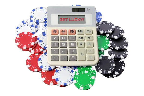 Calculator and Poker Chips — Stock Photo, Image