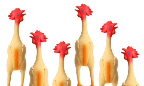 Zabawki gumowe kurczaki — Zdjęcie stockowe