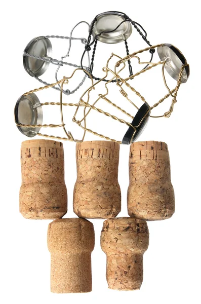 Drót sapkák és pezsgőt dugók — Stock Fotó