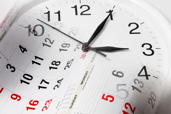 Calendário Páginas e Relógio — Fotografia de Stock