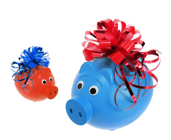 Piggybanks with Ribbons — Stock Photo, Image