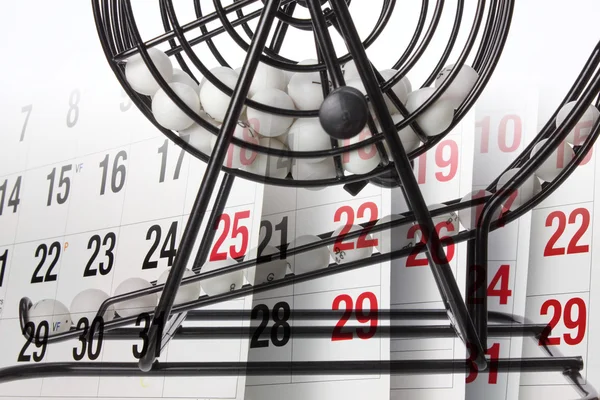 Calendar and Bingo Game Cage — Stock Photo, Image