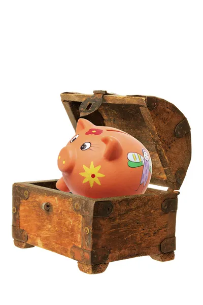 Piggybank와 보물 상자 — 스톡 사진