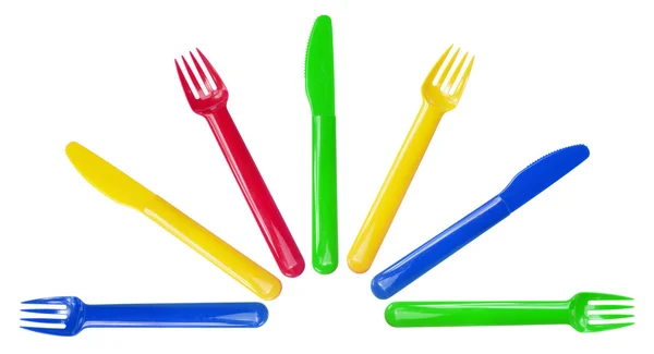 Plast gafflar och knivar — Stockfoto