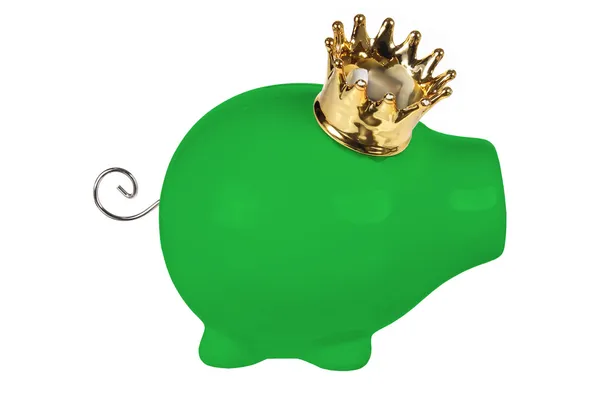 Banco porquinho com coroa — Fotografia de Stock