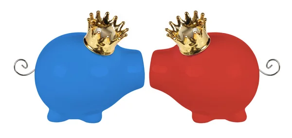 Piggy Banks with Crowns — Stock Photo, Image