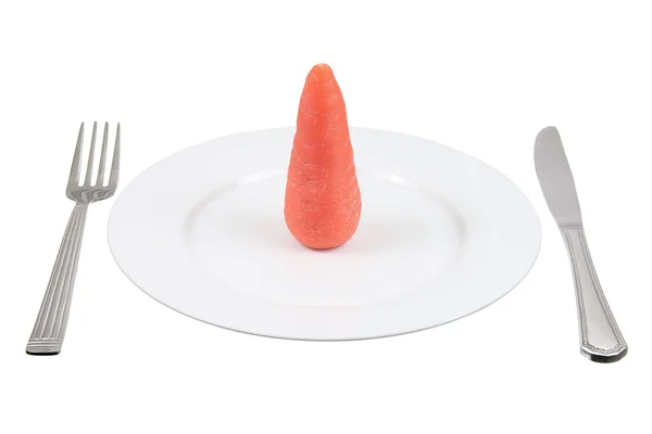 Carrot on Plate with Knife and Fork — Stock Photo, Image