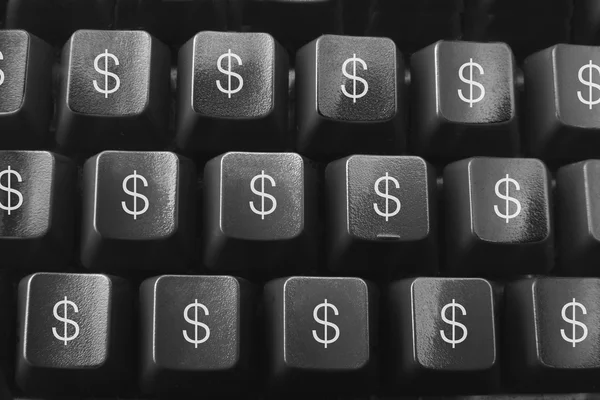 Computertastatur mit Dollar-Symbolen — Stockfoto