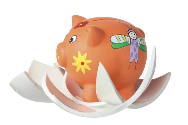 Piggybank and Broken Pieces — Stock Photo, Image